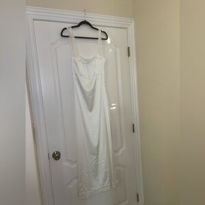 Lioness white satin and lace maxi dress